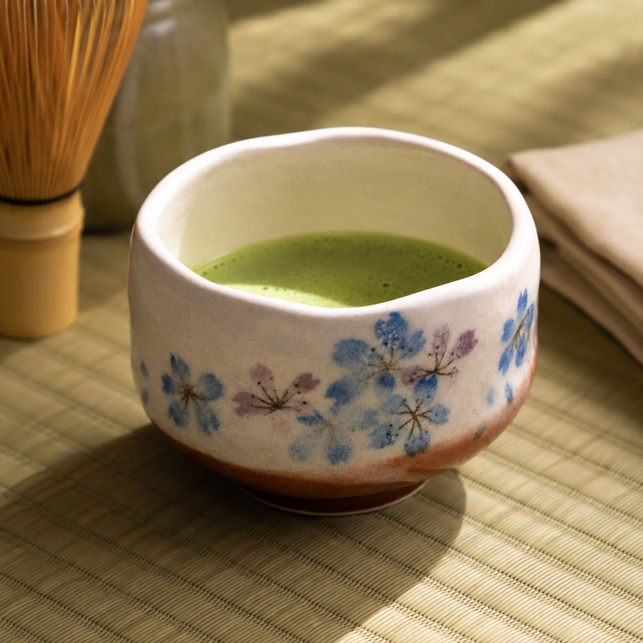 Blue Sakura Cherry Blossom Mini Matcha Bowl