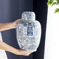 Porcelain Ginger Jar with Lid - Kanji