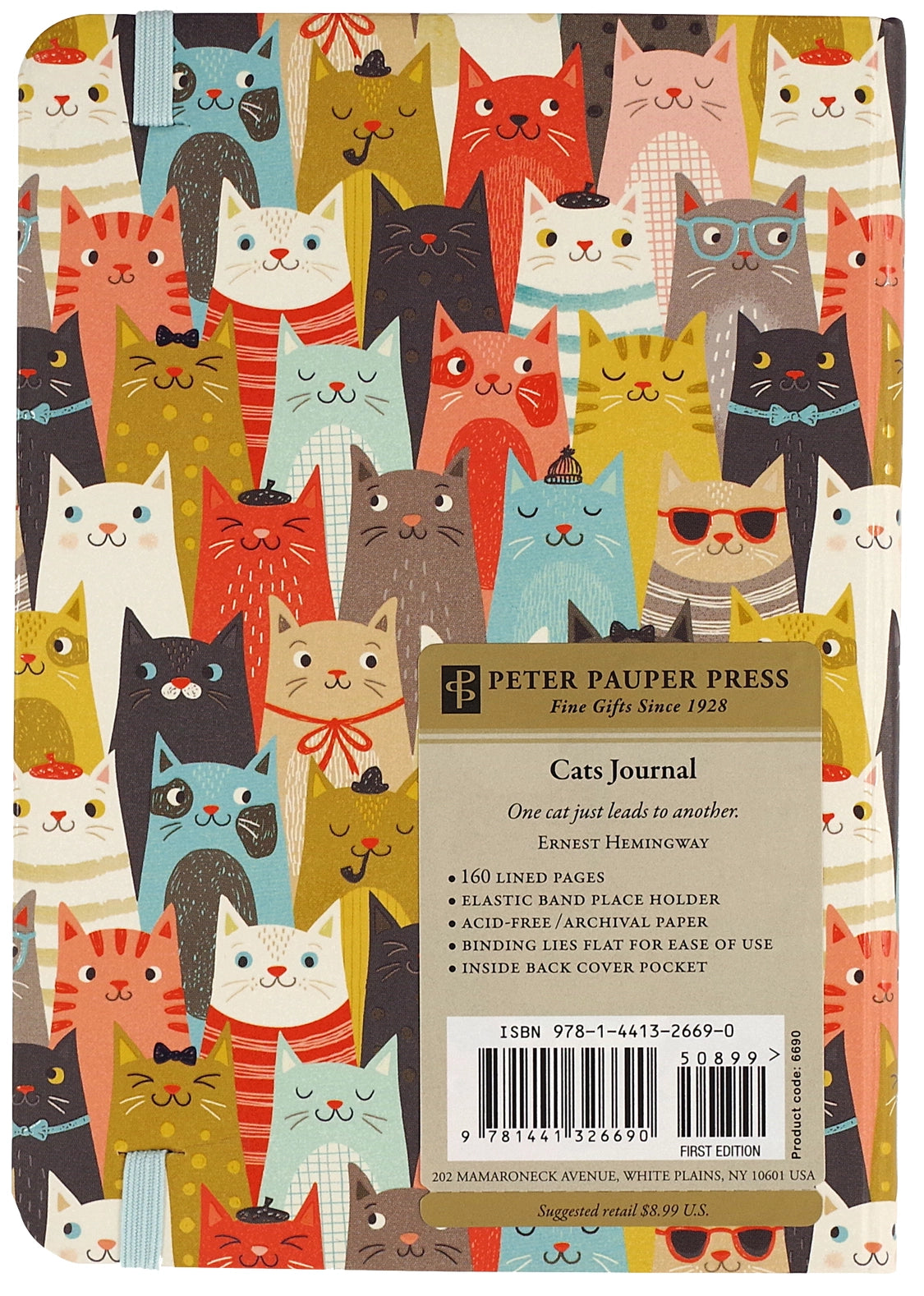 Crowd of colorful cats on a journal.