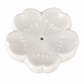 A white ceramic flower-shaped incense holder with a central hole, featuring embossed petal details and a smooth glossy finish, set against a plain white background.