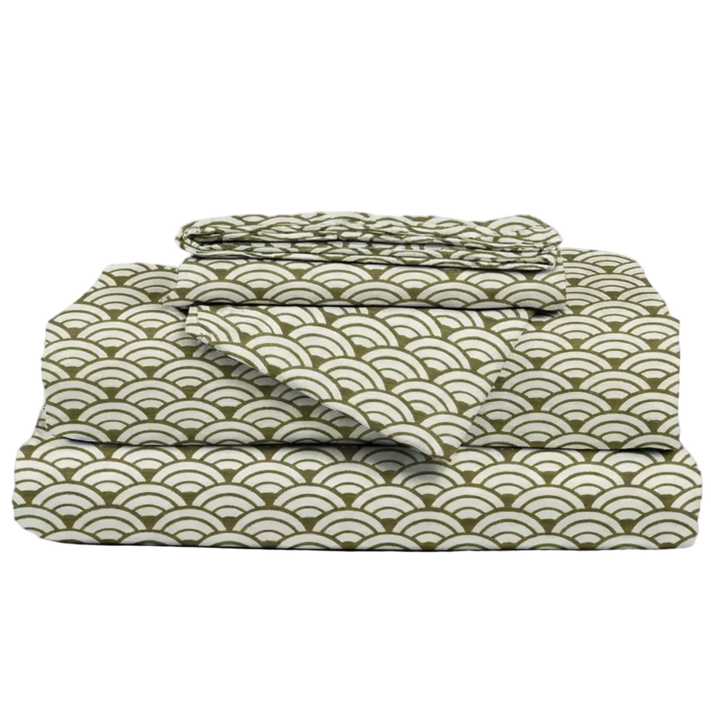 Folded fabric with wave pattern on a white background