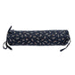 Navy cylindrical pillow with dragonfly pattern on a white background
