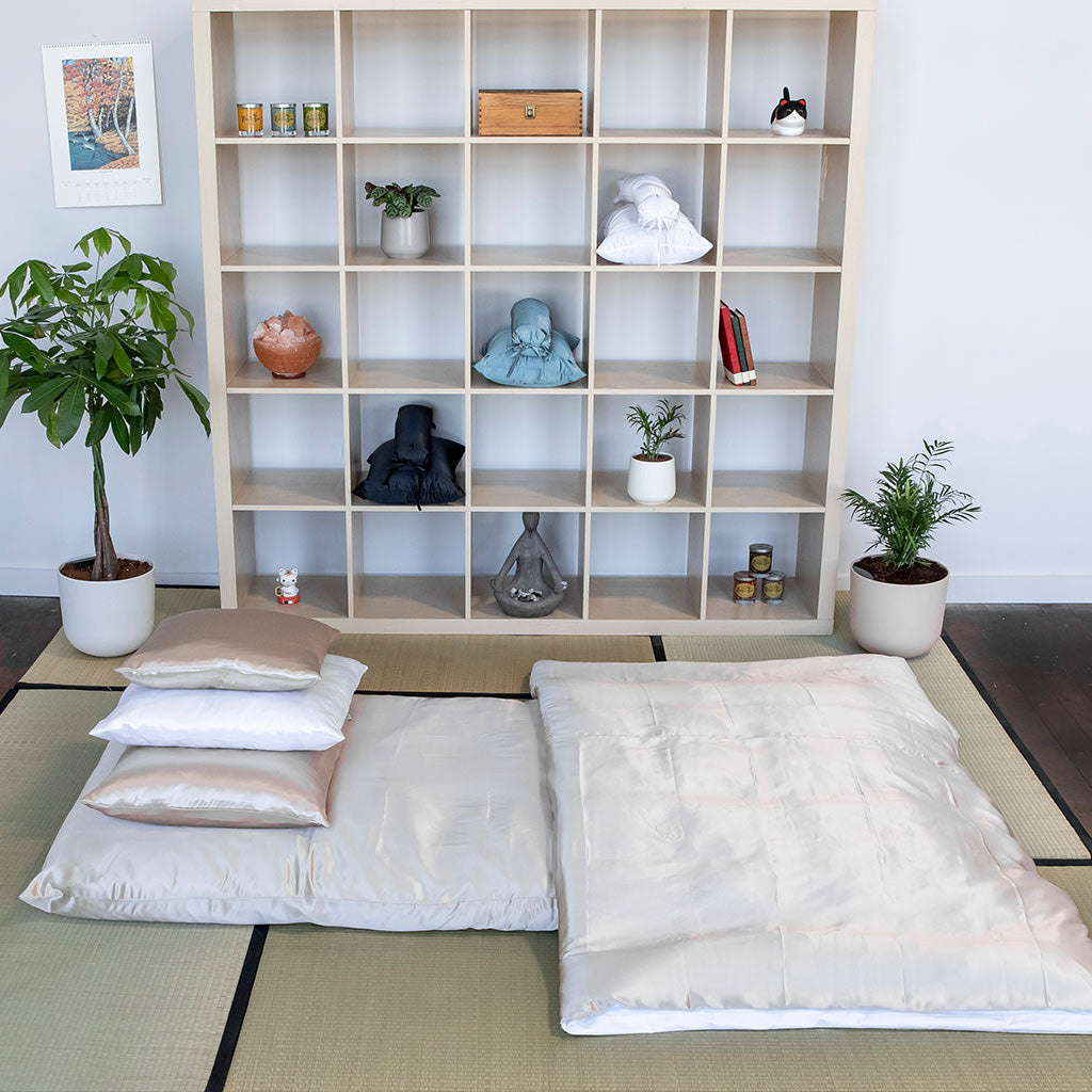 J-Life Shiruku Silk Champagne Custom Kakefuton with Removable Cover
