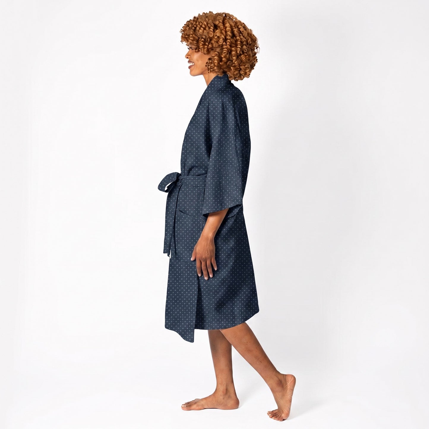 Traditional Yukata Cotton Robe in Aizome Navy