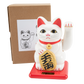 White maneki-neko cat on a red base with a white background