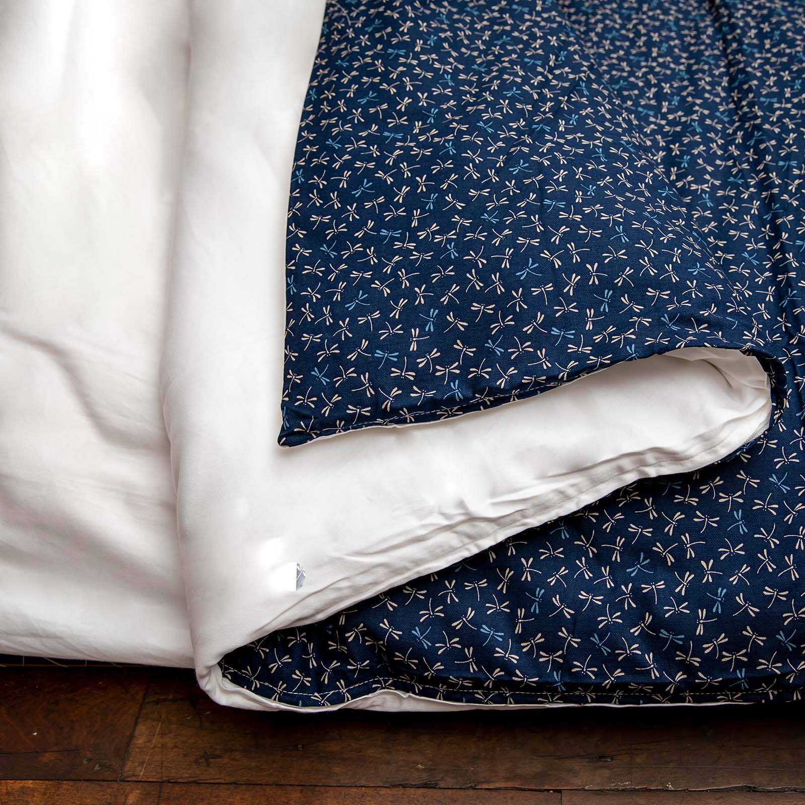 J-Life Tombo Navy Custom Kakefuton with Removable Cover_Kakefutons_Kakefuton with custom cover_Japan Tradition_Sleep System_Handmade__1__2__3__4