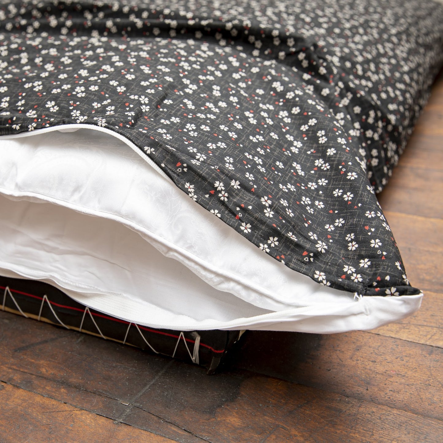 J-Life Sakura Charcoal Custom Kakefuton with Removable Cover_Kakefutons_Kakefuton with custom cover_Japan Tradition_Sleep System_Handmade__1__2__3__4