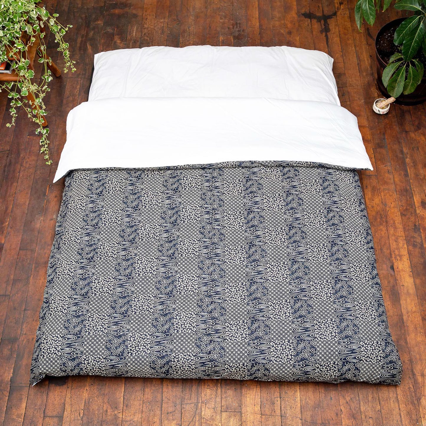 J-Life Patchi Navy Custom Kakefuton with Removable Cover_Kakefutons_Kakefuton with custom cover_Japan Tradition_Sleep System_Handmade__1__2