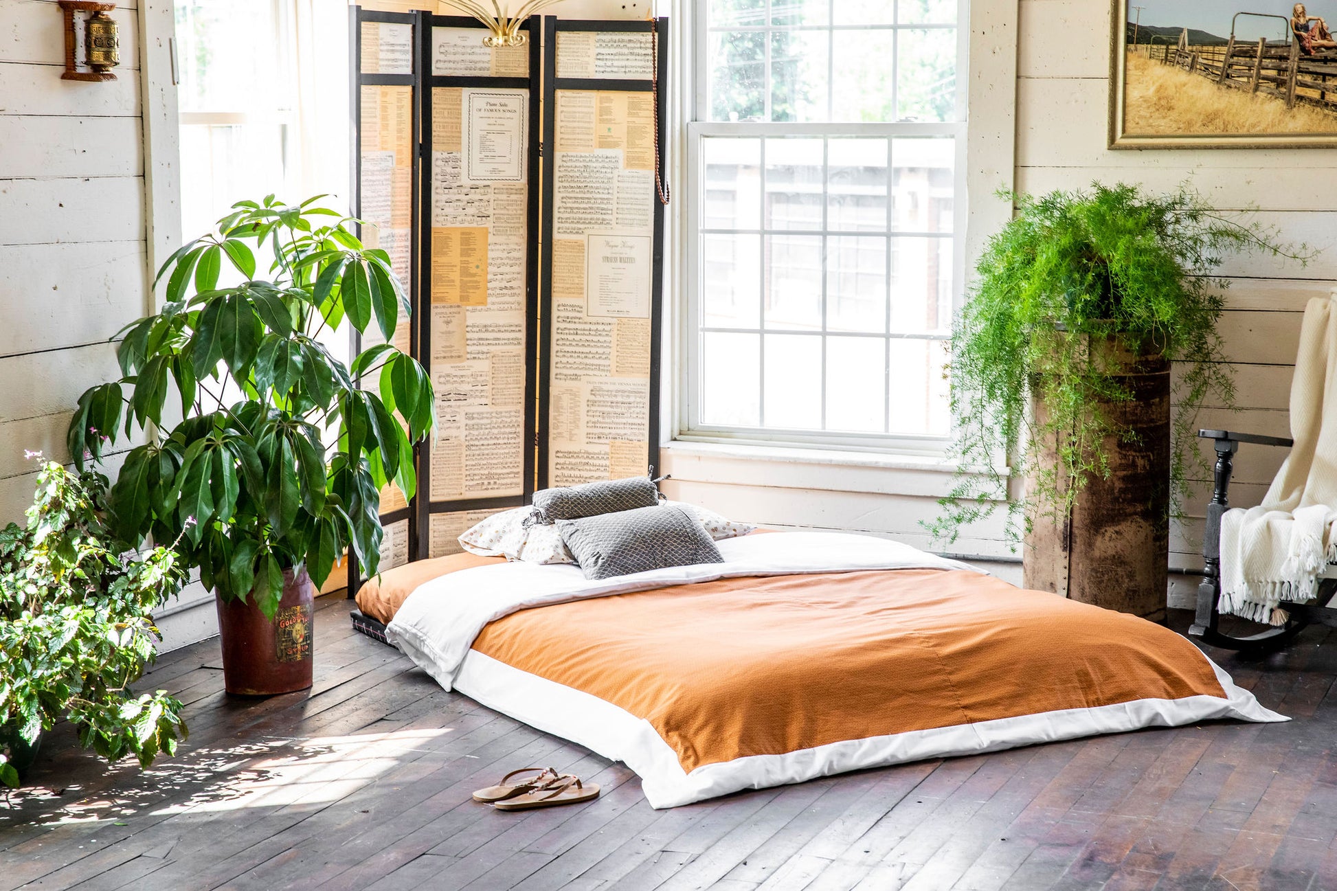 J-Life Seikai Ha Orange Custom Kakefuton with Removable Cover_Kakefutons_Kakefuton with custom cover_Japan Tradition
