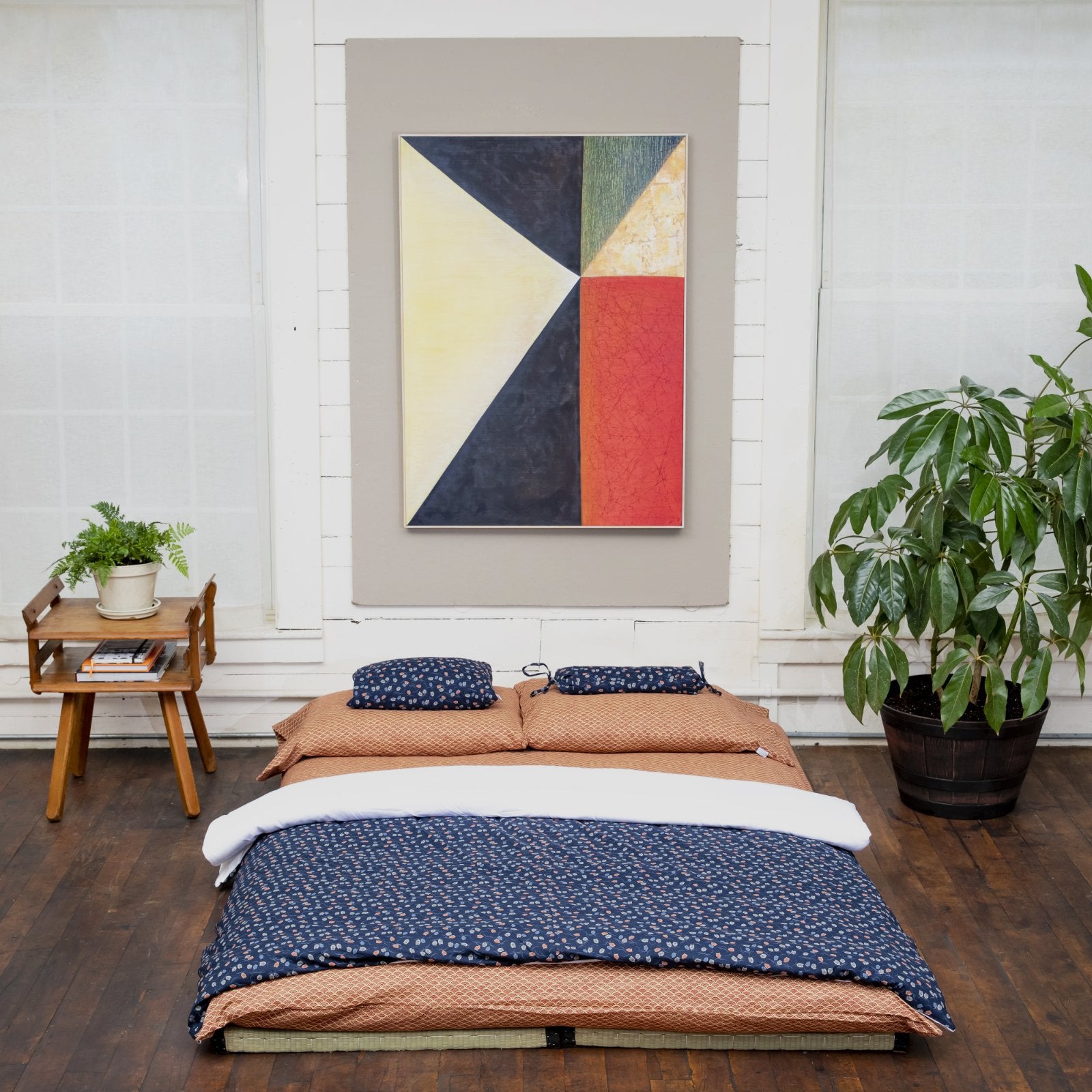 J-Life Fukurou Navy Custom Kakefuton with Removable Cover_Kakefutons_Kakefuton with custom cover_Japan Tradition_Sleep System_Handmade__1__2
